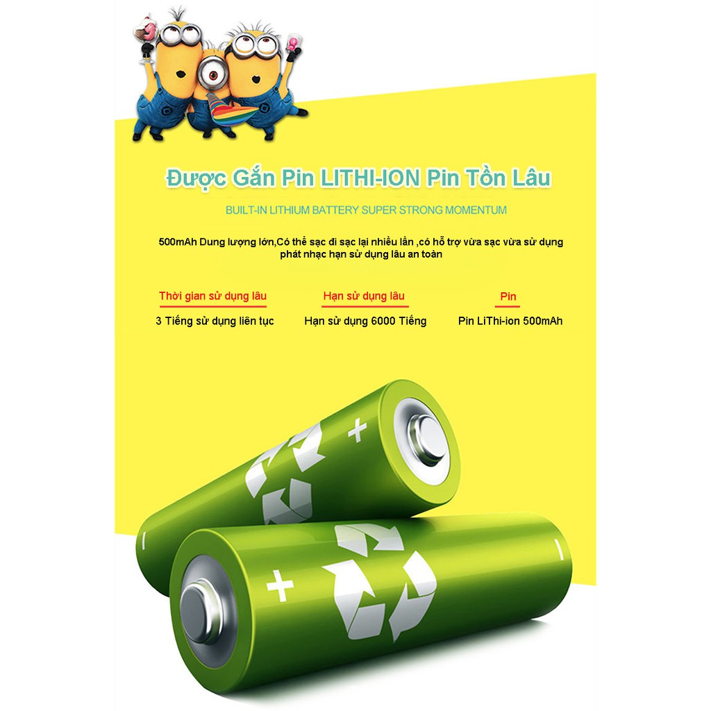 Loa bluetooth minion loa bluetooth mini hoạt hình thiếu nhi hỗ trợ thẻ nhớ AUX,âm thanh bass rung trung thực