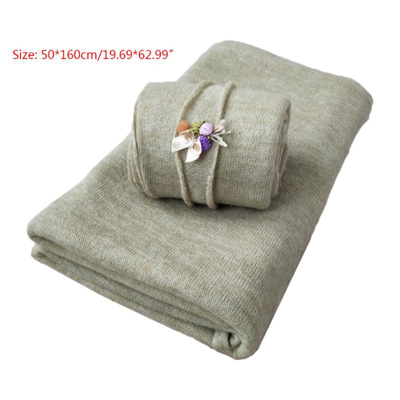 Set chăn quấn + mũ co giãn đạo cụ chụp ảnh cho bé sơ sinh