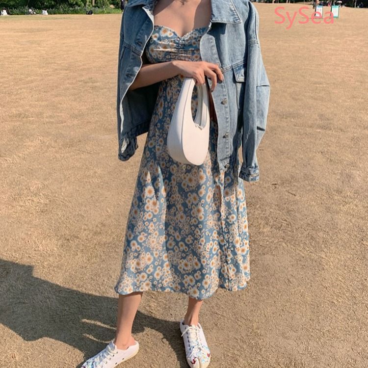 Đầm midi họa tiết hoa cúc retro nữ tính ngọt ngào