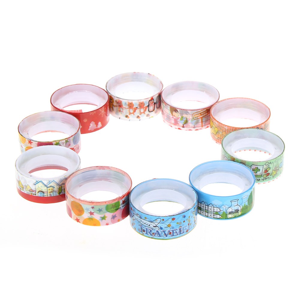 Set 10 cuộn băng keo 1.5cmX2.5m in hình phong cách Nhật Bản