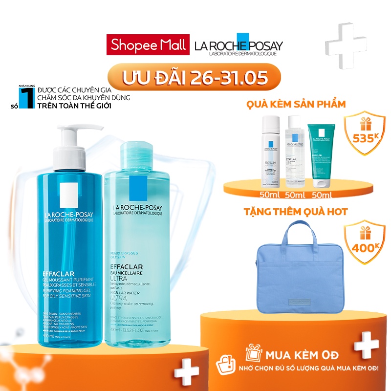 Bộ sản phẩm làm sạch sâu dành cho da dầu mụn La RochePosay Effaclar Double Cleansing - Sữa rửa mặt | TheFaceHolic.com