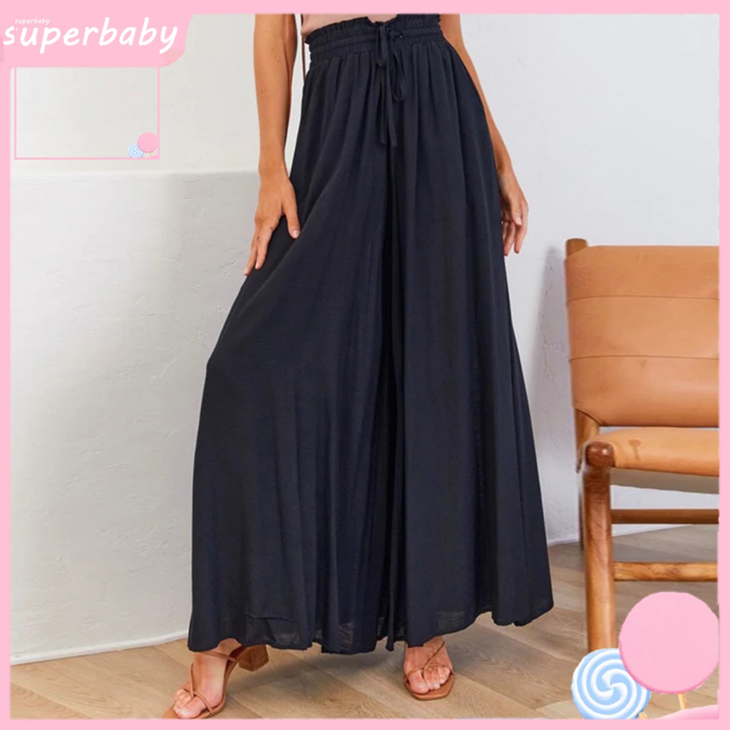 Superbaby Quần Váy Ống Rộng Lưng Thun Thoáng Khí Mặc Hàng Ngày Dành Cho Nữ