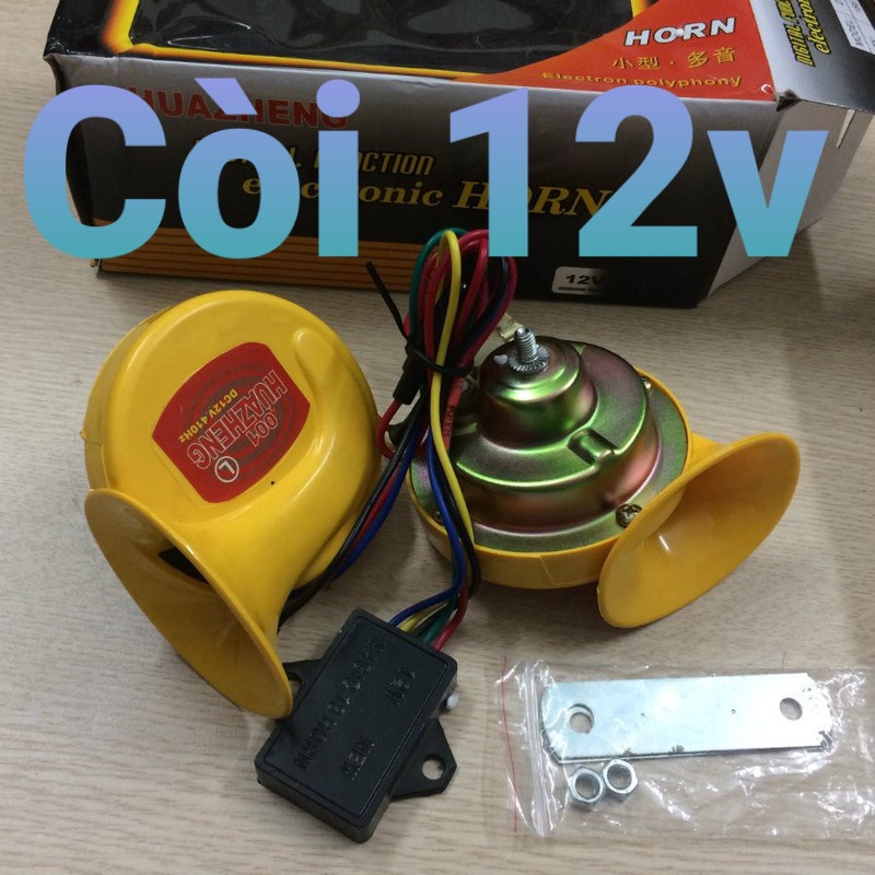 Còi ngân ô tô,xe máy HUAZHENG 12v-24v