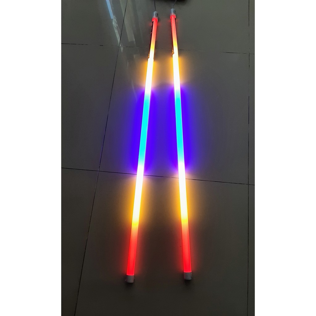 Bóng đèn led tuýp nhựa 60cm - 1m2 trang trí nhiều màu 18W, đèn led T8 1,2m sẵn dây nguồn