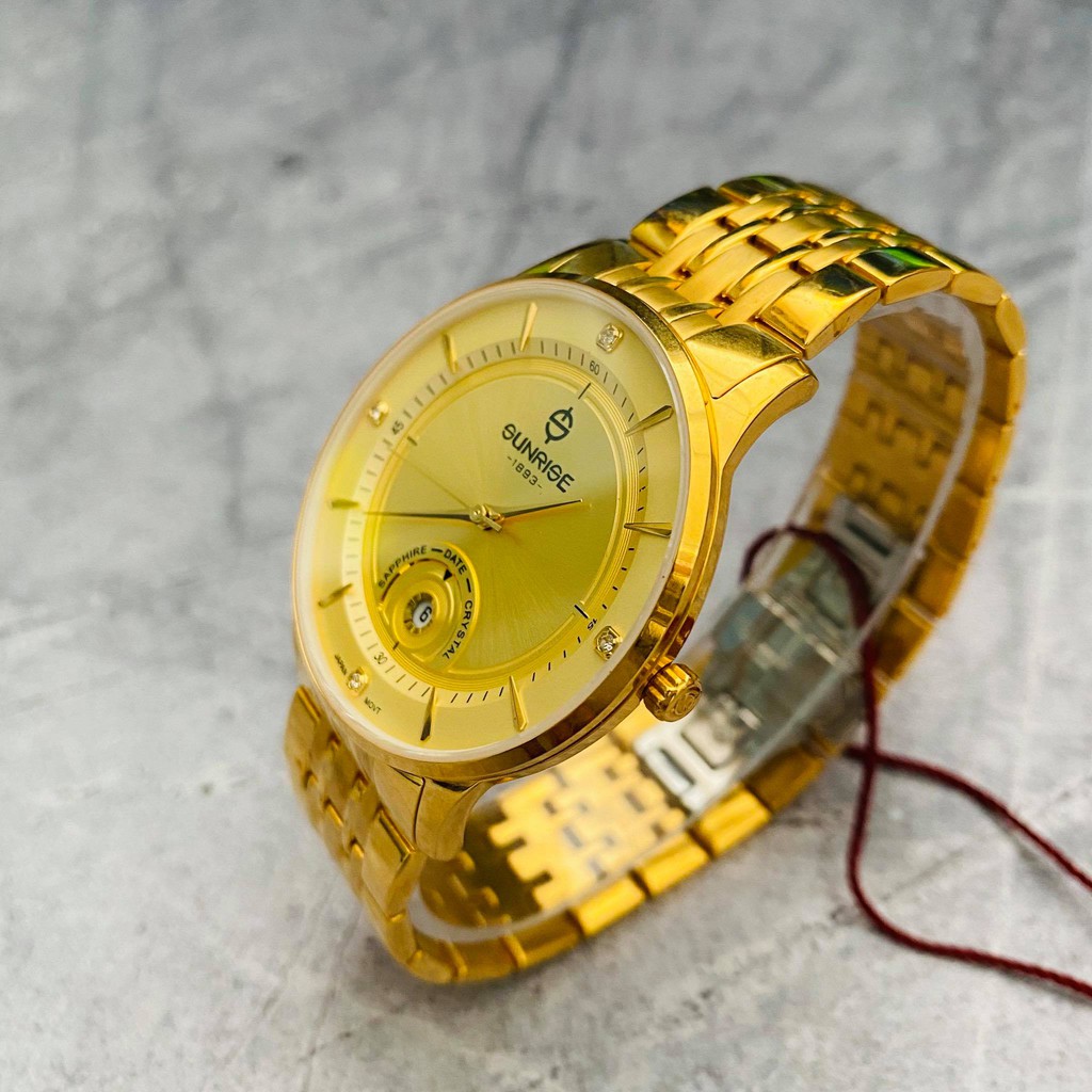 Đồng hồ Sunrise cặp đôi Nam Nữ chính hãng Nhật Bản 1123SA.G.V - kính saphire chống t