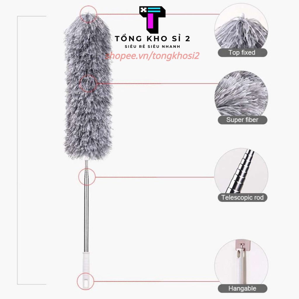 PVN17856 Cây chổi lông quét bụi cán inox gập được tới 90 độ T2