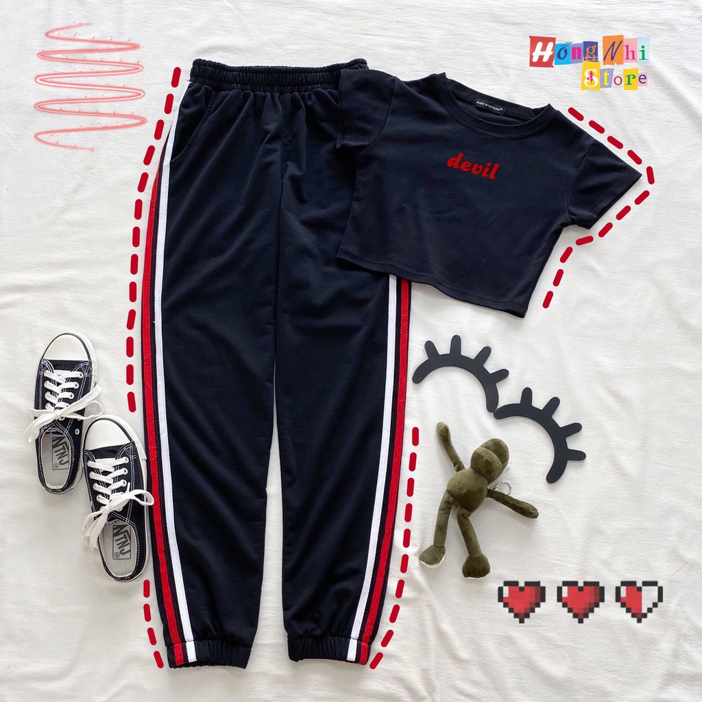 Quần Jogger 2 Line Đen Sọc Trắng Đỏ Bo Lai Dáng Rộng Nam Nữ Unisex Oversize Ulzzang - MM