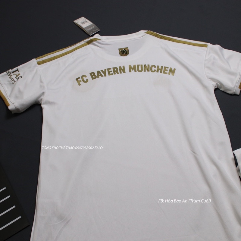 Bộ quần áo đá banh CLB Bayern Munchen màu trắng 2023 hàng cao cấp Thailand