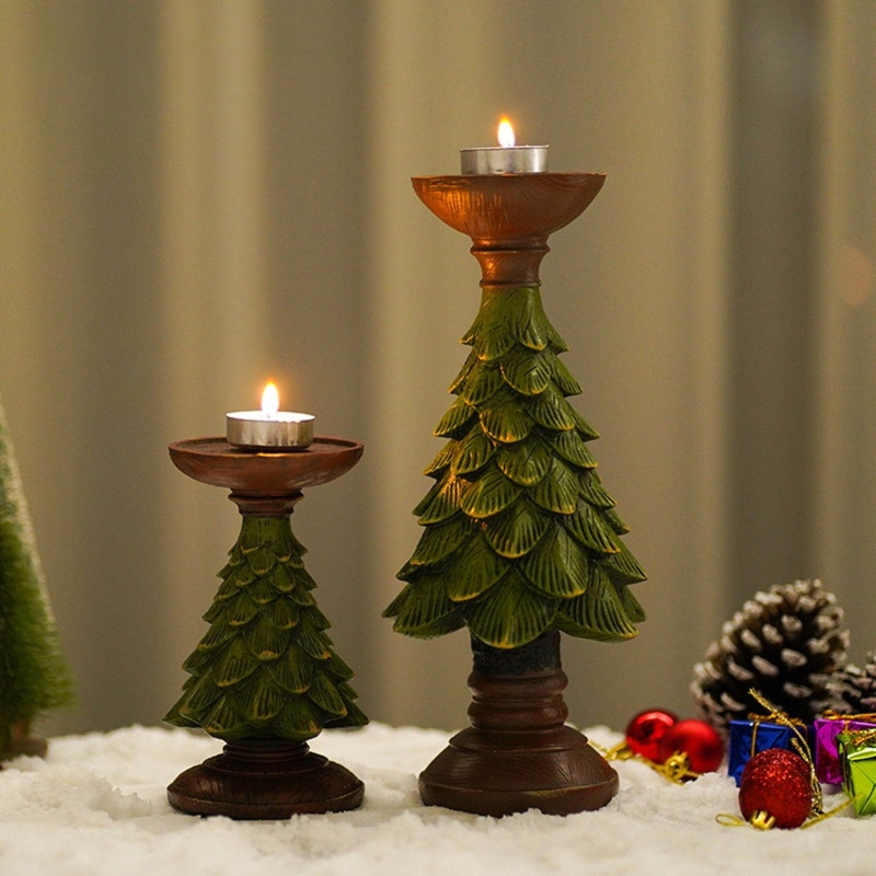 Giá Đỡ Nến Hình Cây Thông Noel Bằng Nhựa Resin Độc Đáo Trang Trí Bàn Trà