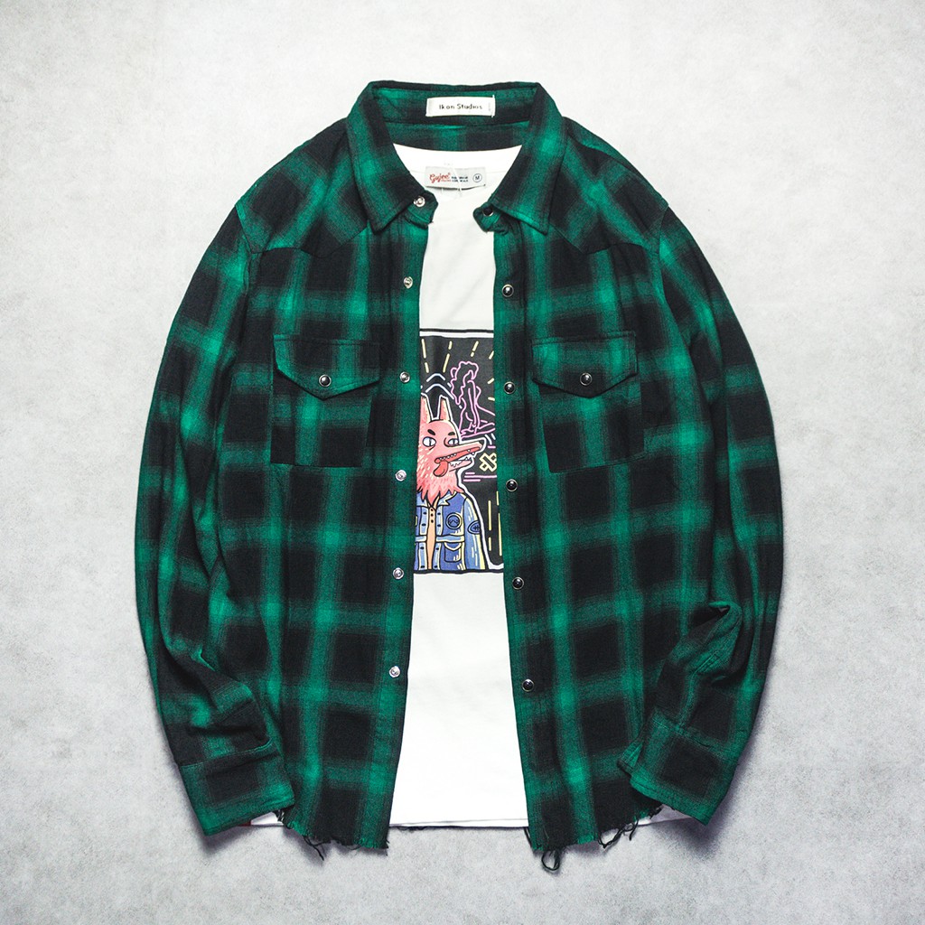 Áo Sơ Mi Dài Tay Sọc Caro Nam Nữ Thời Trang