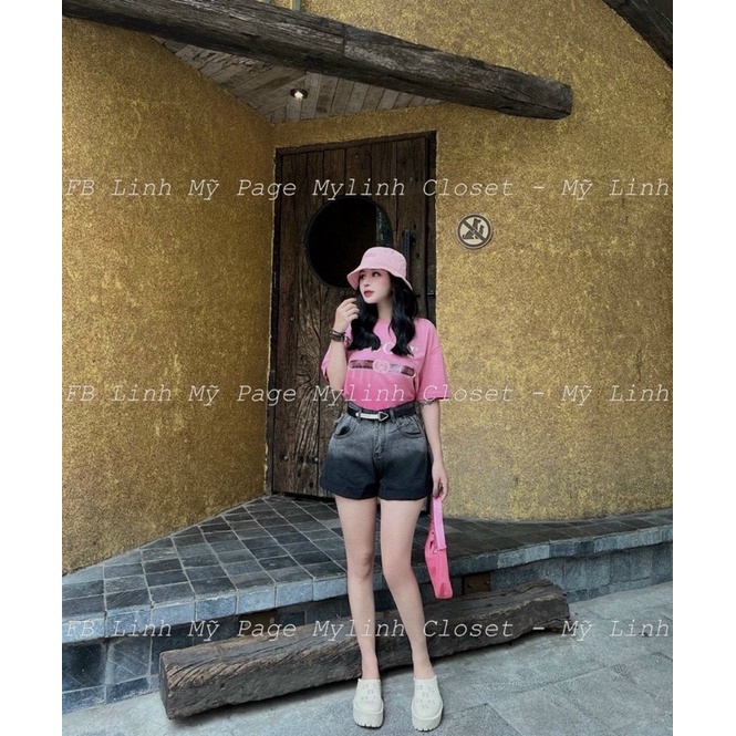 QNU213 - QUẦN SOOC JEANS LOANG NỮ GẤP GẤU XANH ĐEN