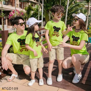 Áo thun gia đình in hình con gấu màu mè siêu hot - atgd109