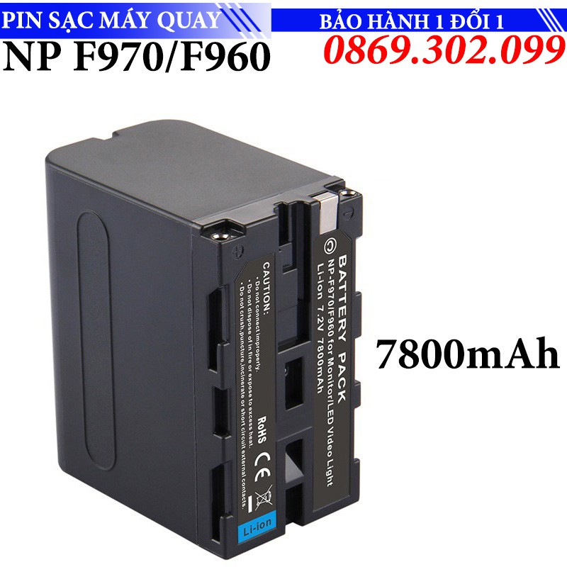 Pin cho máy quay phim NP-F970 - NP-F960 dung lượng 7800 mAh + Tặng đèn Led USB