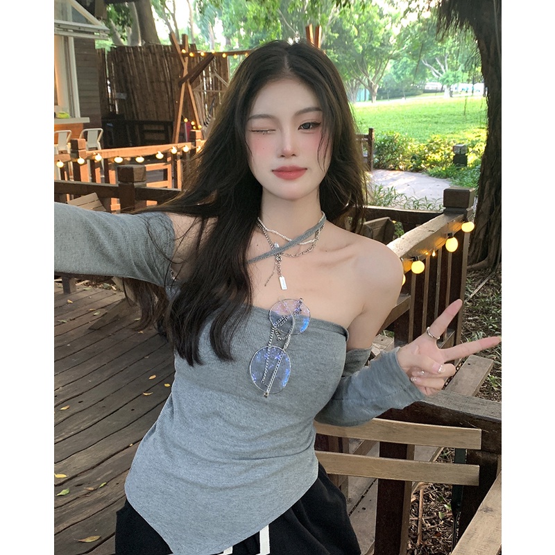 Áo thun COZOK trễ vai tay dài thiết kế quyến rũ cho phái nữ