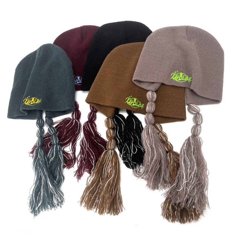 Mũ Dệt Kim Thiết Kế Bện Dây Bảo Vệ Tai Khi Lái Xe Vào Mùa Đông Cho Nữ