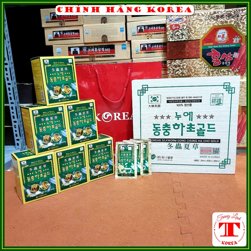 Đông trùng hạ thảo hộp gỗ Hanil nội địa - Nước đông trùng 60 gói thượng hạng, tranglinh