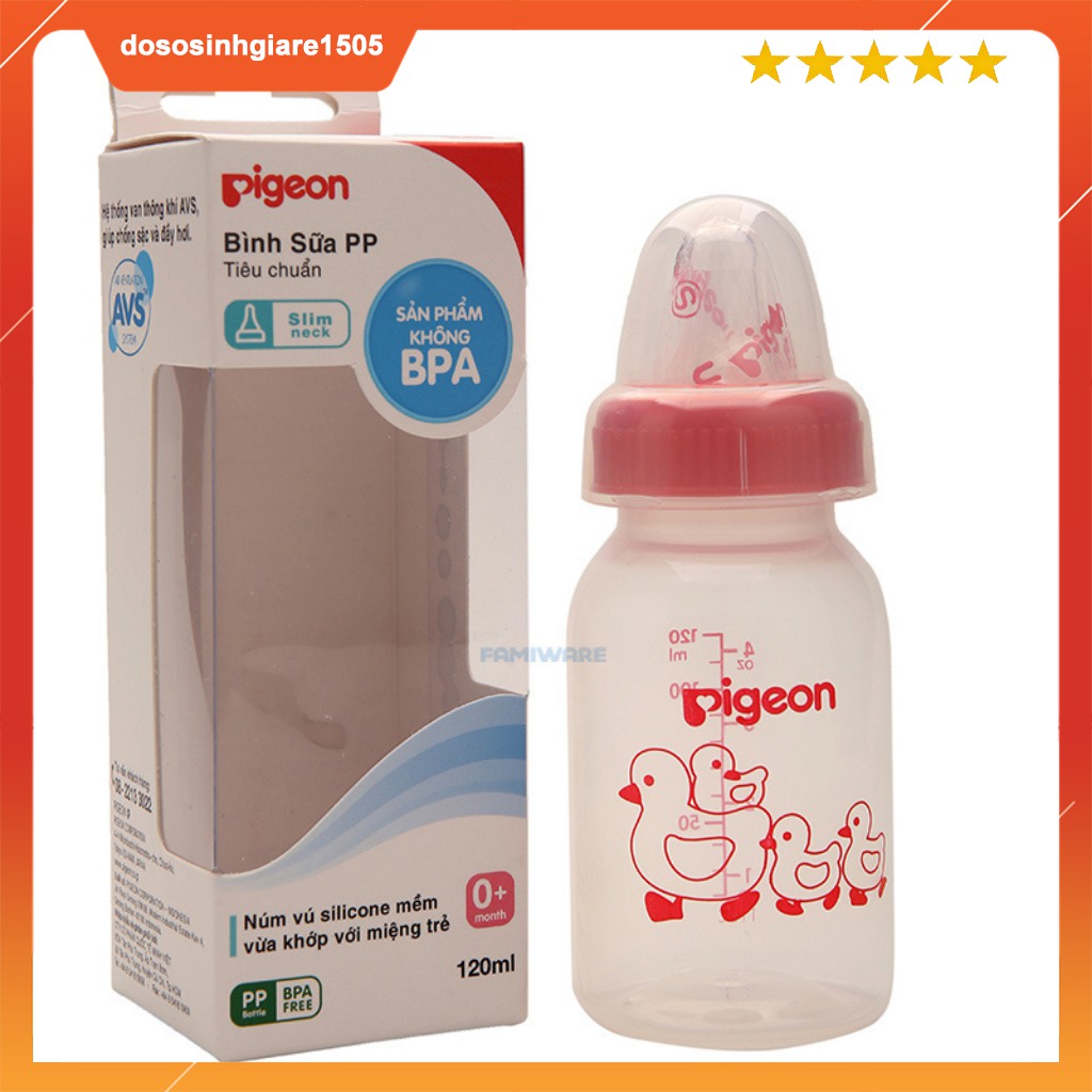 Bình sữa Pigeon PP cổ hẹp 120ML
