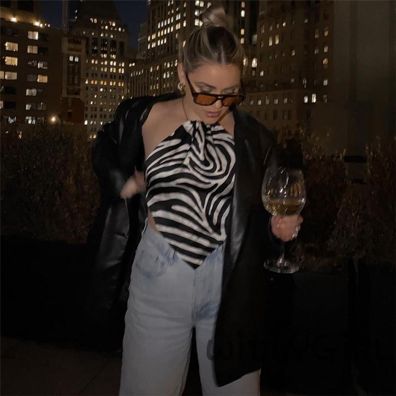 Áo Nữ Không Tay Hở Lưng Họa Tiết Sọc Ngựa Vằn Thời Trang Quyến Rũ | BigBuy360 - bigbuy360.vn