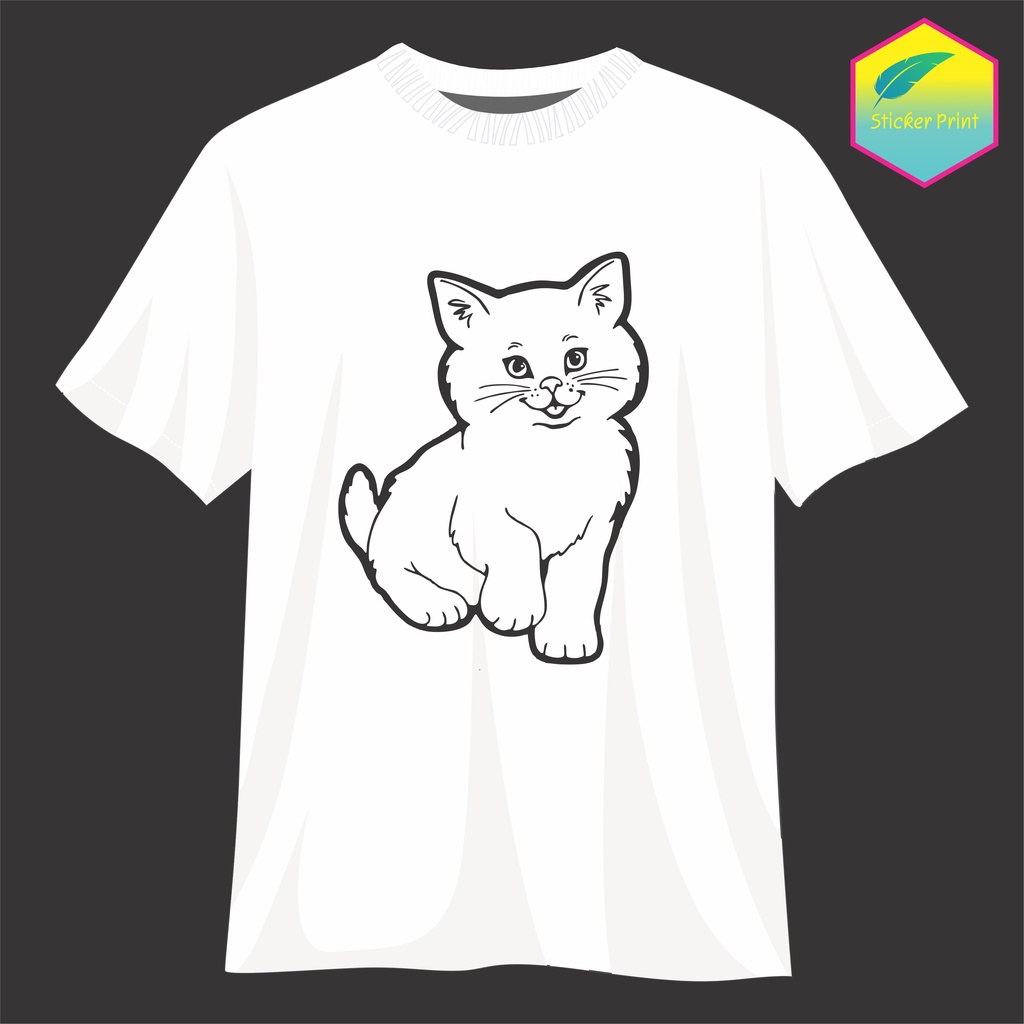 Hình in Mèo cute 2 màu. nhiều kích thước lựa chọn ,có hướng dẫn in gửi kèm