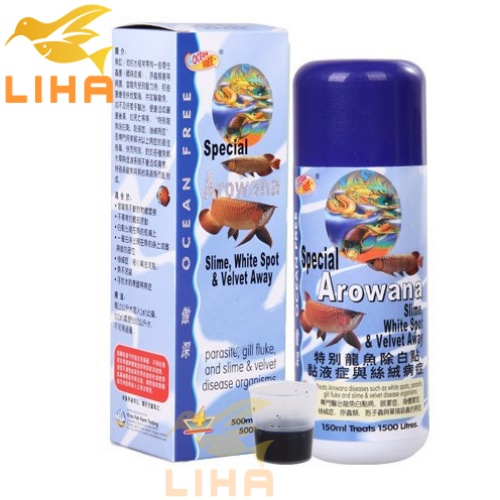 Chai Số 4 Ocean Free Chuyên Trị Nấm Trắng, Nấm Velet Sán Mang Cho Cá Rồng Chai 150ml