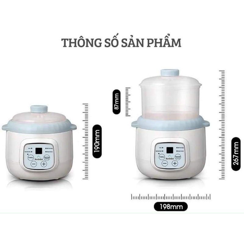 Nắp sứ 0.8l bộ nồi nấu cháo chậm bobebe