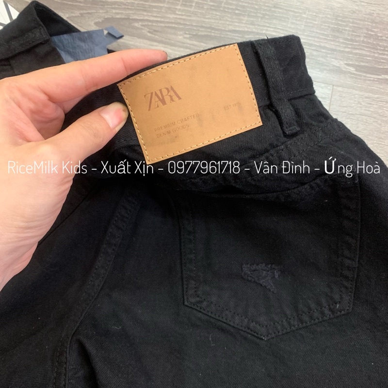Quần short jean Zara màu đen rách cho nữ