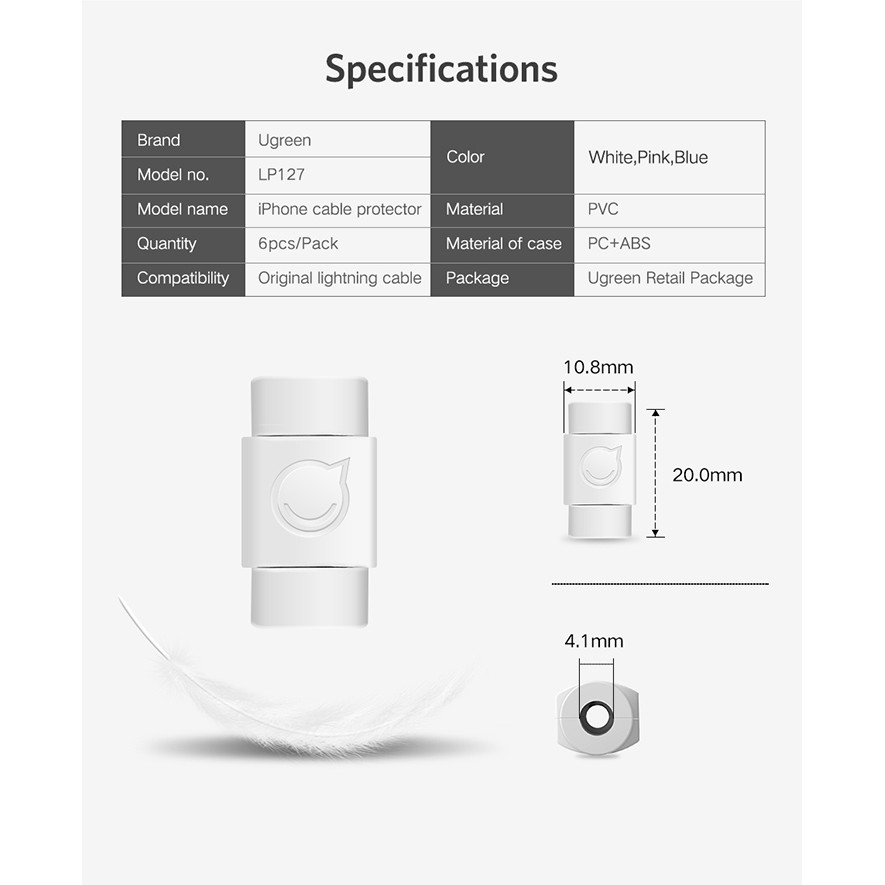 Set 6 phụ kiện bảo vệ cáp UGREEN thích hợp cho điện thoại Apple