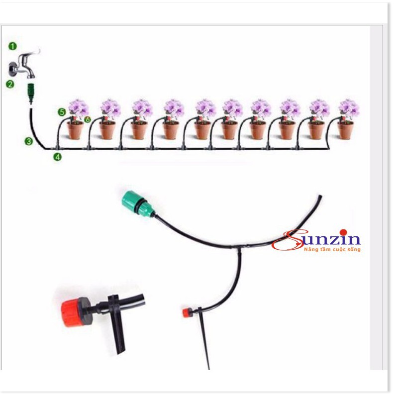 Bộ kit tưới cây, tưới rau 20 đầu phun, độ dài dây 30m