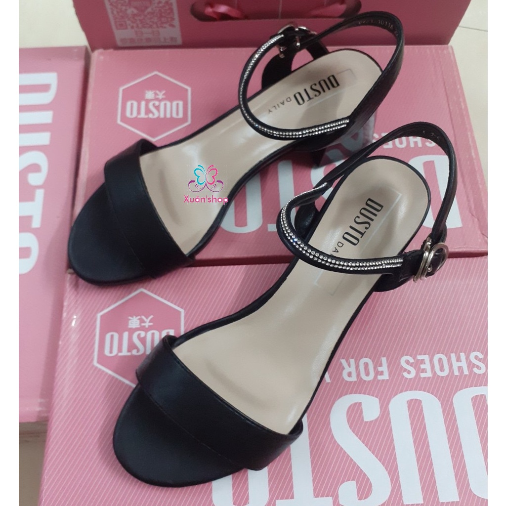 Sandal quai ngang Dusto, gót vuông cao 5cm (sẵn size 37, 38)