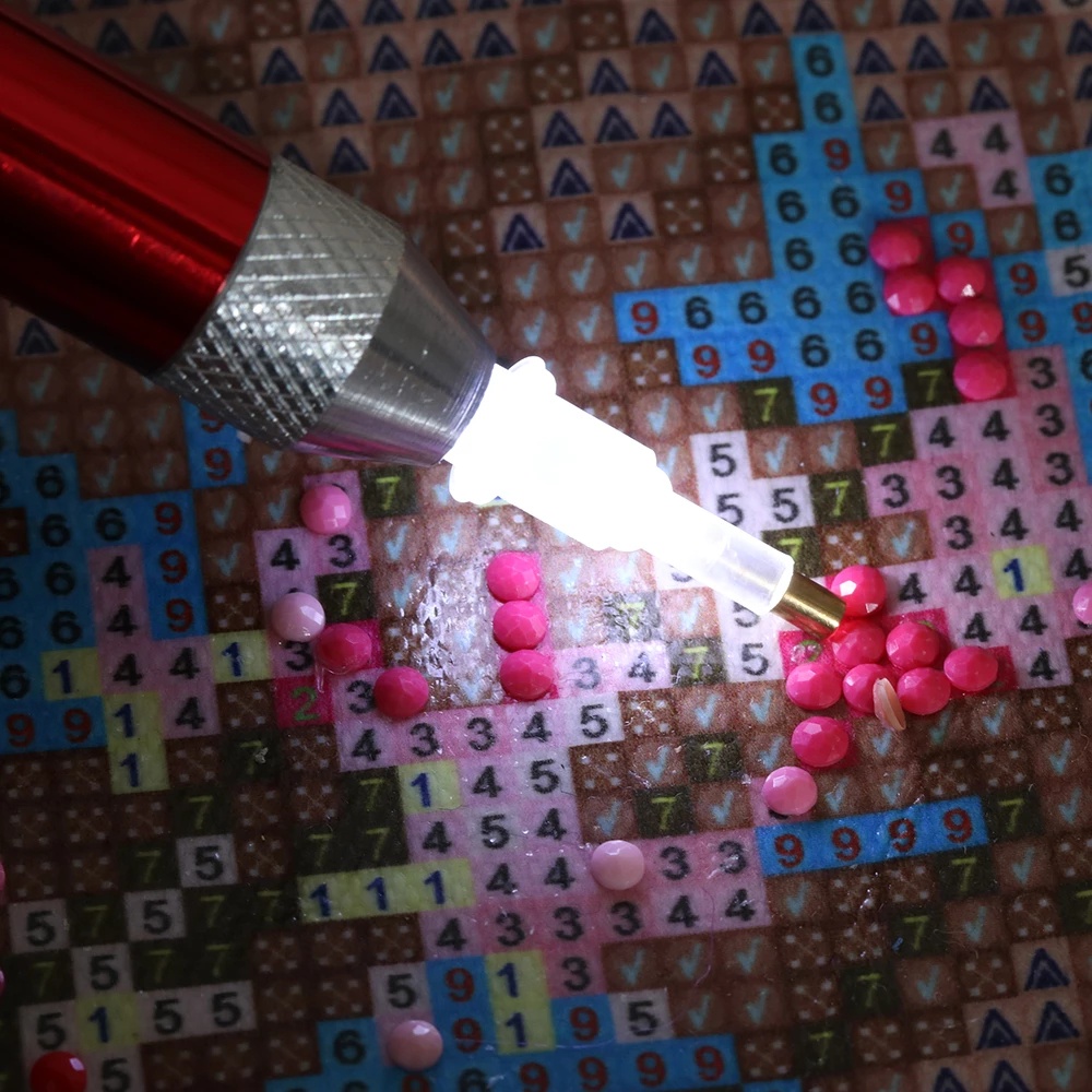 Bút Khoan Góc 5D Ánh Sáng Kèm Phụ Kiện Dùng Làm Tranh Đính Đá DIY