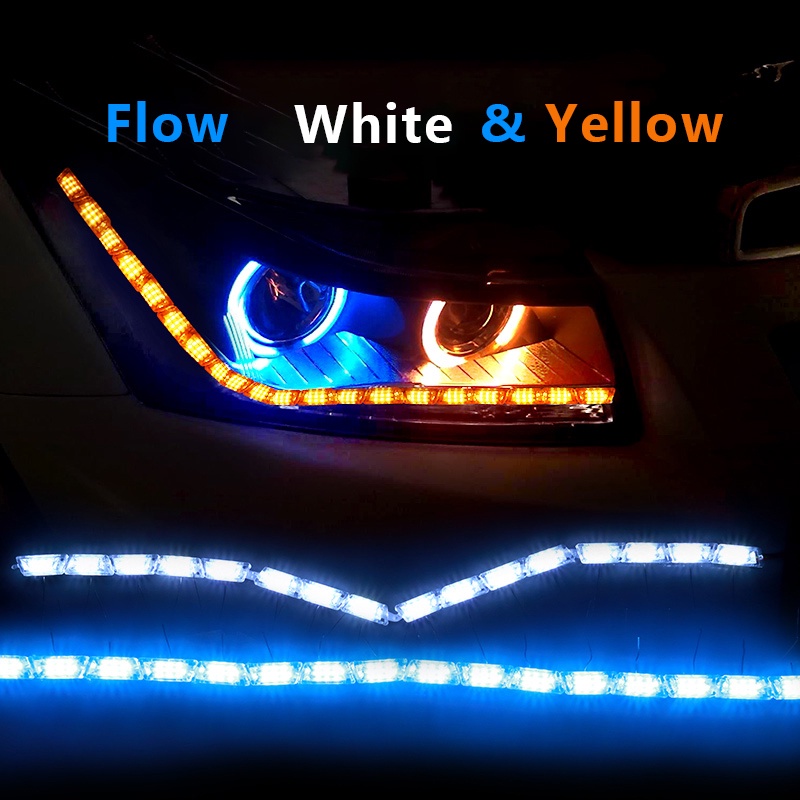 Bộ 2 Dây Đèn Pha Lê Có Đèn Tín Hiệu DRL Cho Xe Hơi