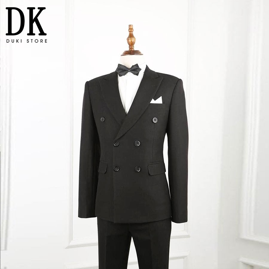 Hàng cao cấp | Bộ vest nam 6 cúc Hàn Quốc màu đen sang trọng - DUKI STORE