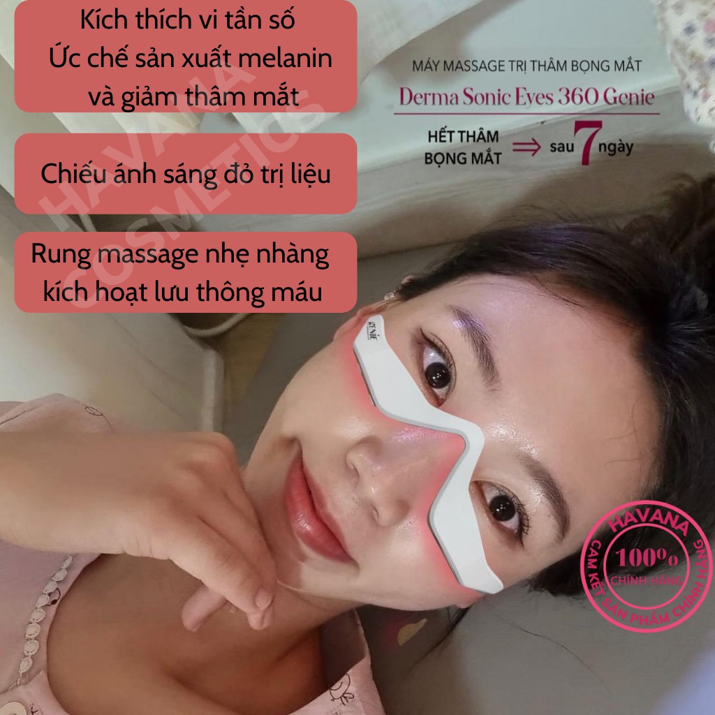 Máy massage mắt đánh bay quầng thâm và nếp nhăn , máy mát  xa mắt Genie Hàn Quốc bảo hành 1 năm