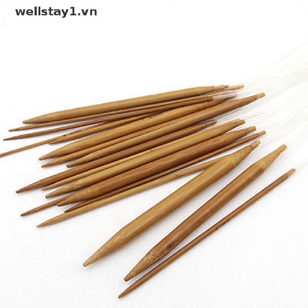 Bộ 18 Cặp Kim Đan Len Bằng Tre Tự Nhiên 16 "