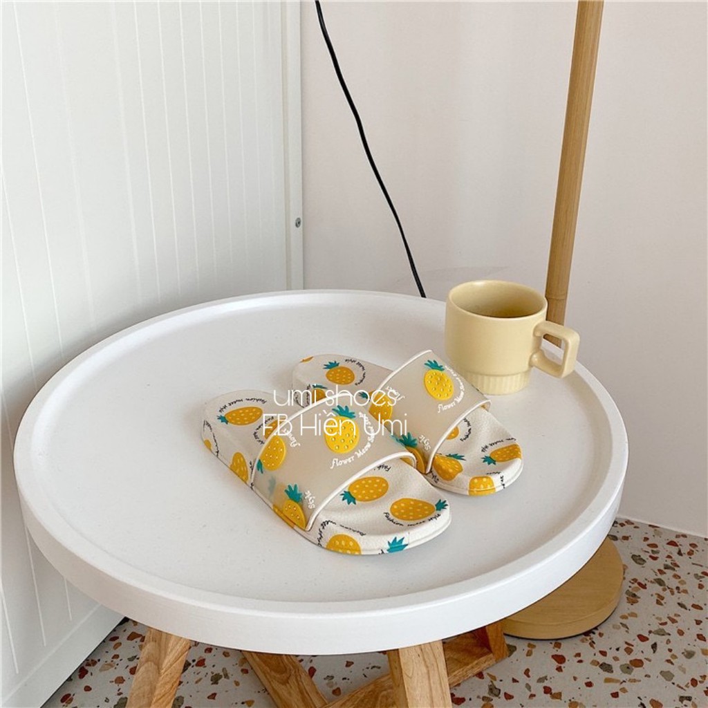 Dép hoa quả lê nữ quai trong hot trend 2020 đi biển đi mưa đi nhóm quả dâu/dứa/đào cute đẹp trẻ trung đế bằng umishoes | BigBuy360 - bigbuy360.vn