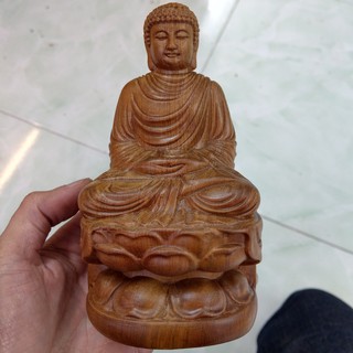 Phật Thích Ca - Tượng Mini Để Ô tô - Gỗ Bach Xanh - Cao 15cm