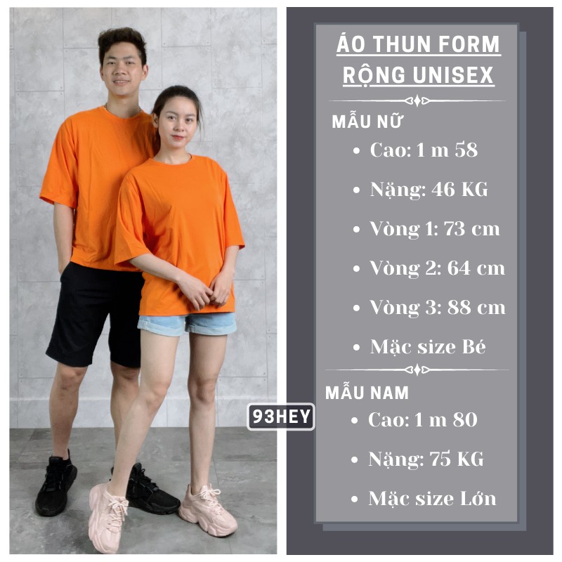 Áo Thun Tay Lỡ Unisex Phông Trơn Basic Form Rộng Mềm Mịn Cho Nam Nữ Thương Hiệu 93HEY ATL01