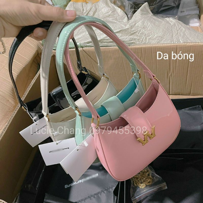 Túi Wangg kẹp nách mẫu mới hồng, đen, trắng, xanh da bóng, da lì, đá