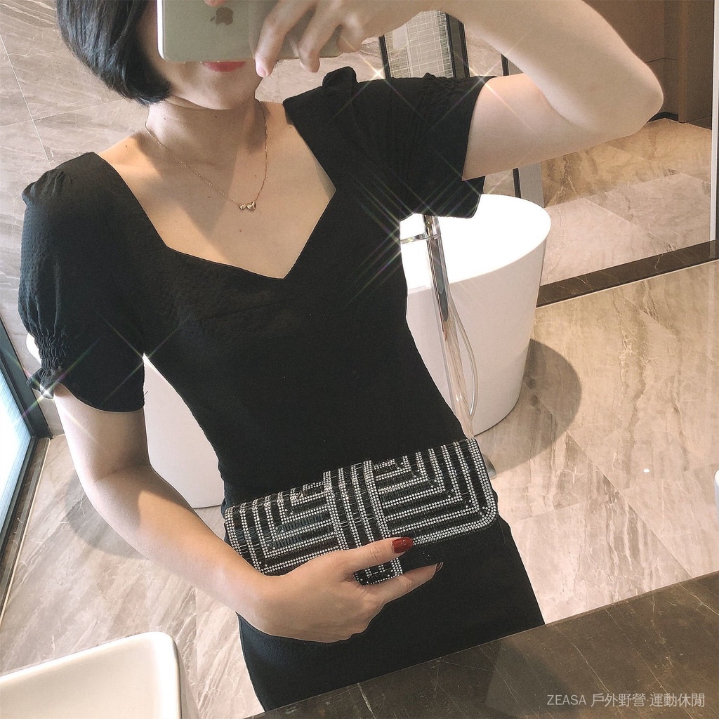 Ví Cầm Tay mini Hình Bao Thư Đính Kim Cương Giả Thời Trang Dự Tiệc Cho Nữ