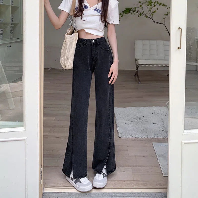 Quần Jeans Nữ Lưng Cao Ống Rộng Thời Trang Hàn Quốc