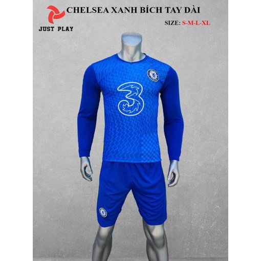Áo đá banh CLB Chelsea xanh bích tay dài năm 2021