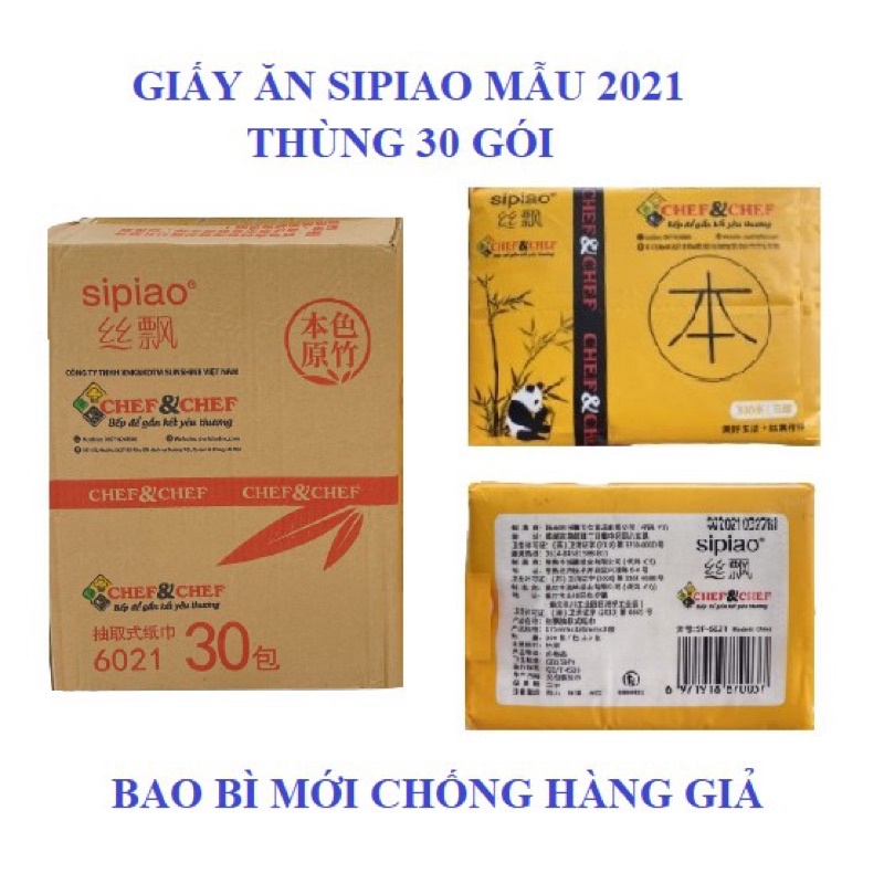 Lẻ 1 gói giấy ăn than tre gấu trúc Sipao Hàng chính Hãng loại đẹp