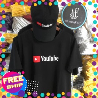 (SALE) Bộ áo thun và nón kết in logo youtube