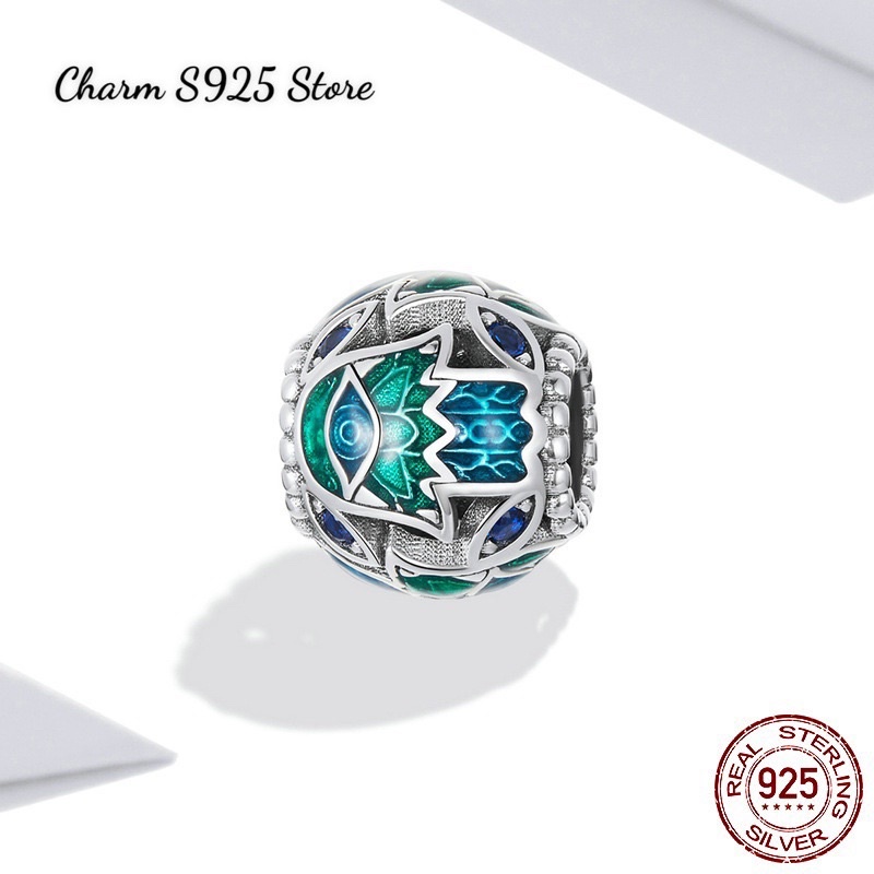 CHARM HOẠ TIẾT XANH BẠC S925 CAO CẤP CHÍNH HÃNG