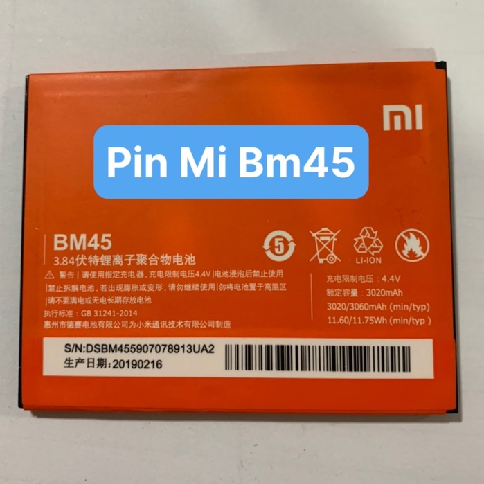 Pin xiami redmi note 2 / BM45 / 3060mAh / Pin zin hãng - Có bảo hành