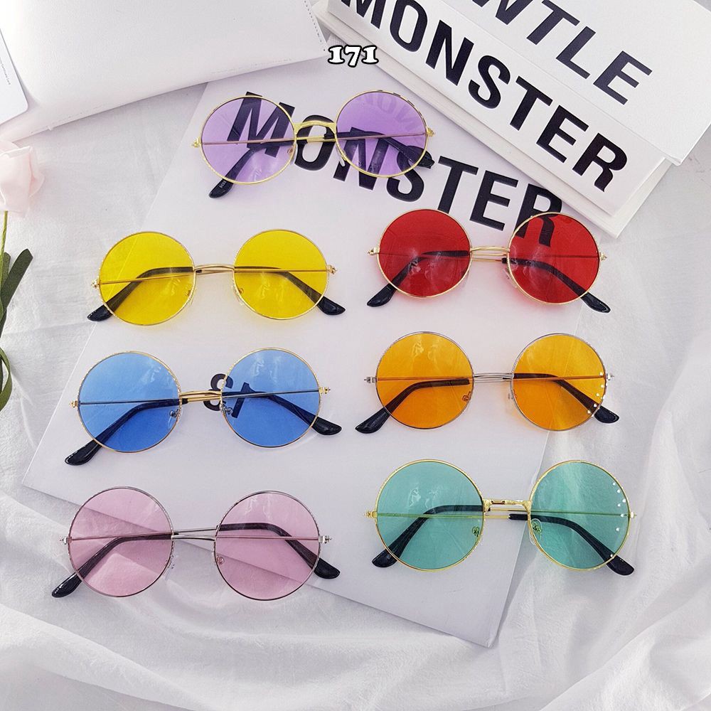 [HÀNG HOT] Mắt kính ngố tròn xoe nobita nhiều màu❤️gọng kính râm nữ unisex oval xuyên đêm AH171 | BigBuy360 - bigbuy360.vn