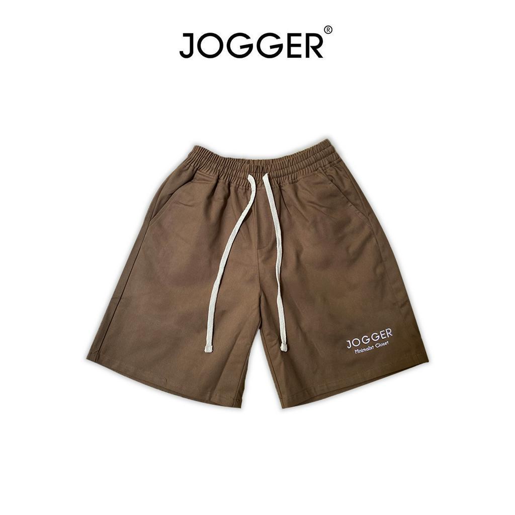 Quần Short Basic 097 Thêu JOGGER Kaki Unisex Nam Nữ