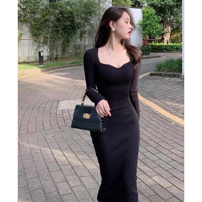 Váy body dài tay Hottgirlshop,đầm body dài co dãn tôn dáng sexy đủ size 42-64kg- VBD0001 | BigBuy360 - bigbuy360.vn