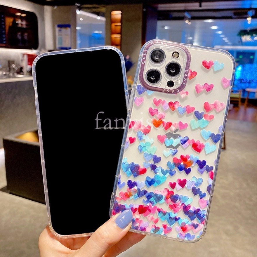 Ready Stock Ốp iPhone 12 11 Pro Max 12 Mini Xs Max XR 7 8 6 6s Plus Casetify Ins Color Love Transparent Phone Case Soft TPU Protective Coverr