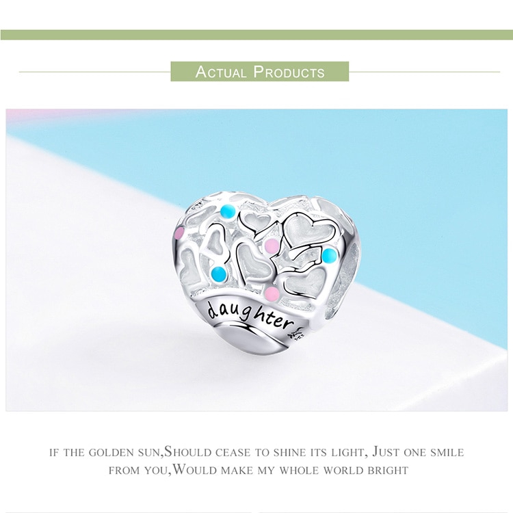 Charm BAMOER SCC1152 hình trái tim xinh xắn có khắc chữ 3mm